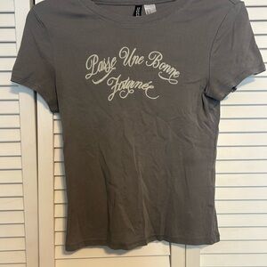 H&M Gray Fitted Crop Top Short Sleeve